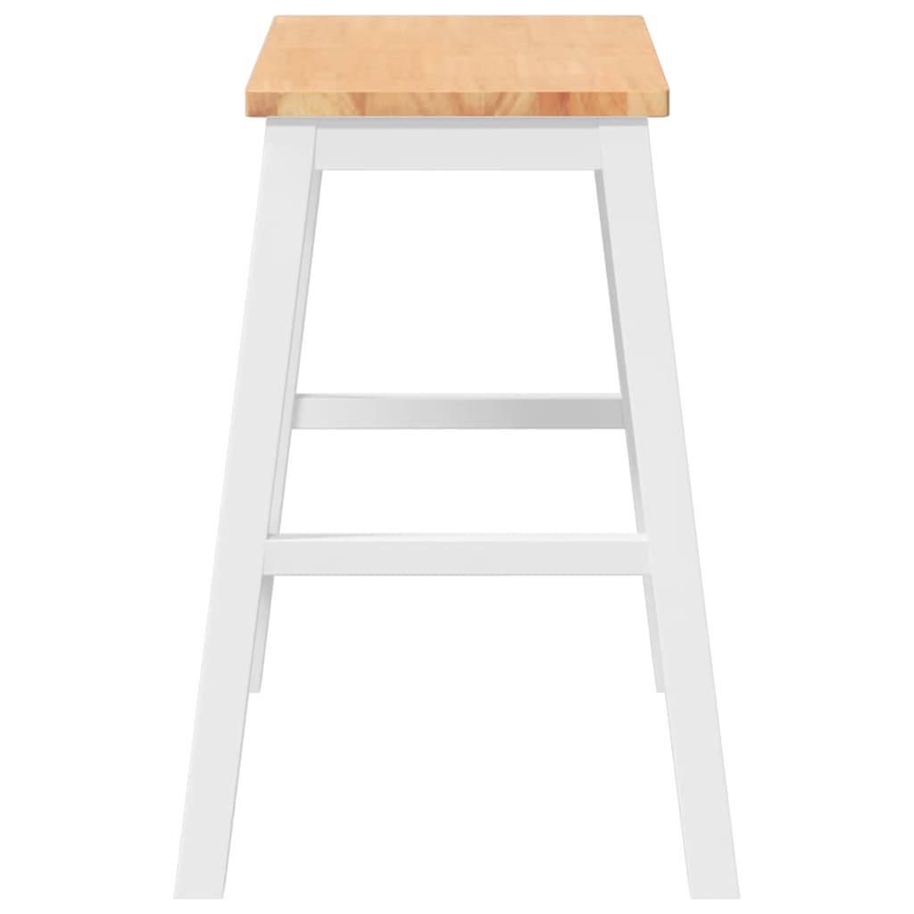 Barstühle 2 Stk. Weiß Massivholz Gummibaum