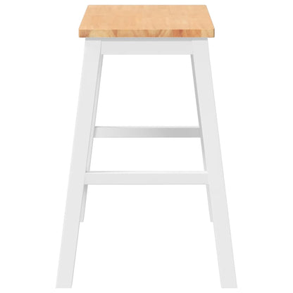 Barstühle 2 Stk. Weiß Massivholz Gummibaum