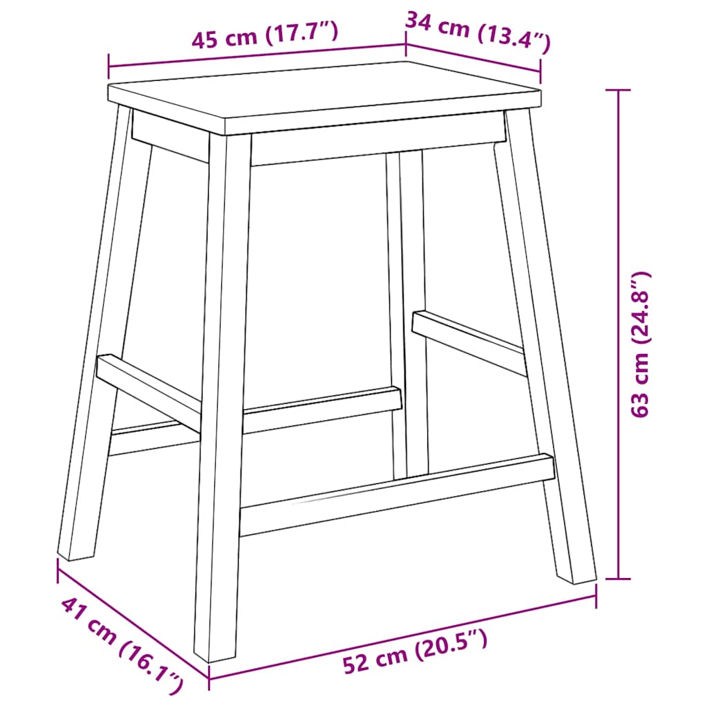 Barstühle 2 Stk. Weiß Massivholz Gummibaum