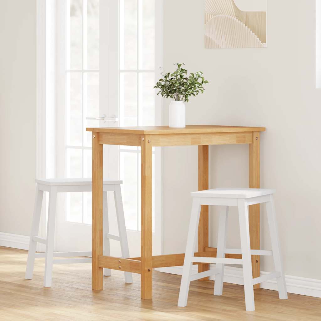 Barstühle 2 Stk. Weiß Massivholz Gummibaum