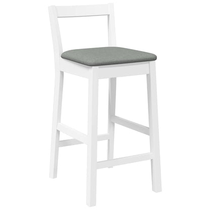 Barhocker mit Kissen 2 Stk. Weiß Massivholz Gummibaum