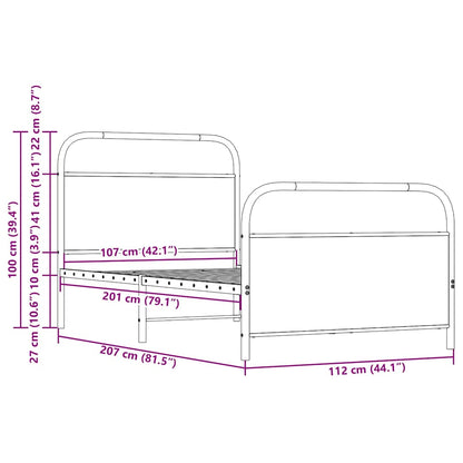 Bettgestell ohne Matratze 107x203 cm Räuchereiche Holzwerkstoff