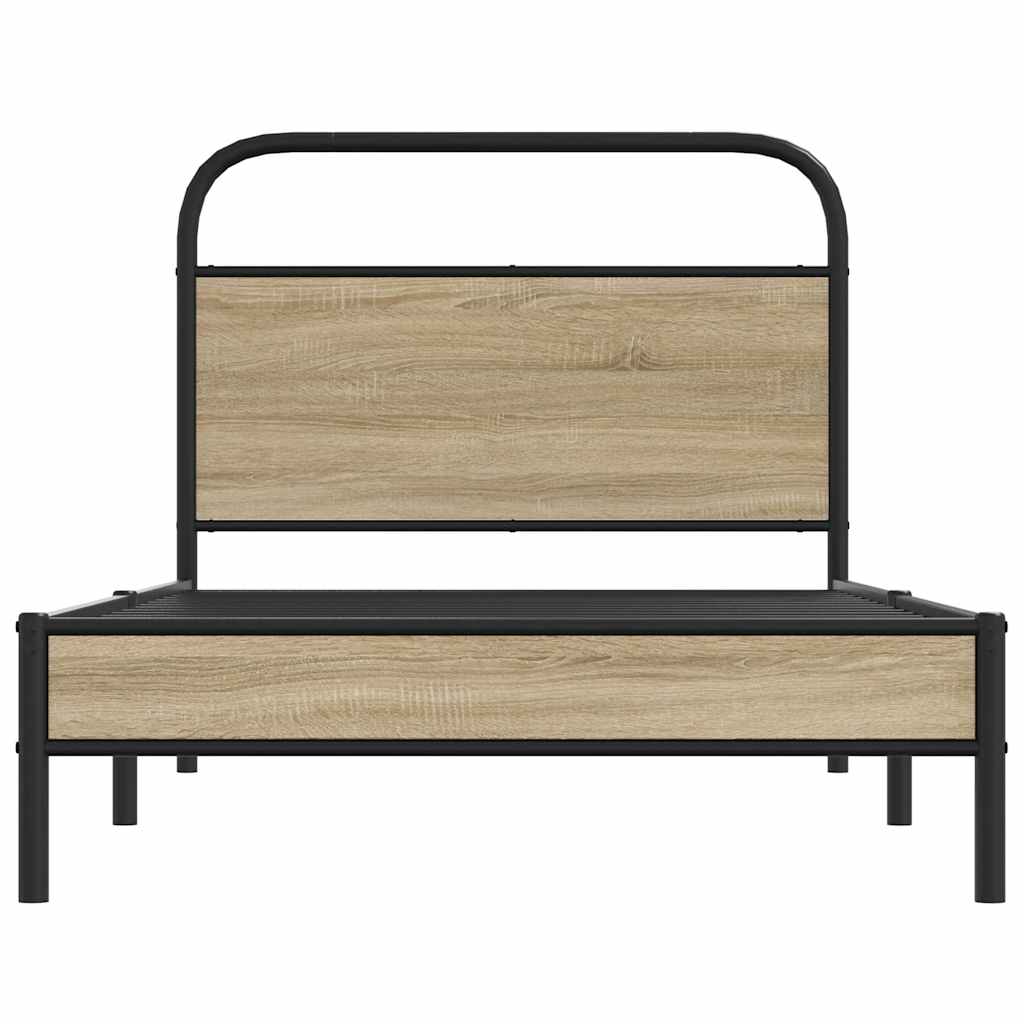 Bettgestell ohne Matratze 90x200 cm Räuchereiche Holzwerkstoff