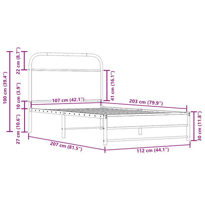 Bettgestell ohne Matratze 107x203 cm Räuchereiche Holzwerkstoff