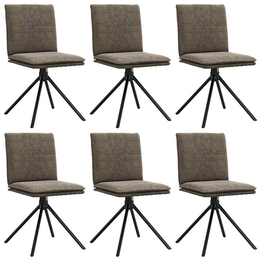 Spisestuestole 6 stk Mørkegrå ruskindslook