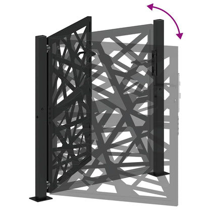 Gartentor Schwarz 105x106 cm Stahl Lichtdesign