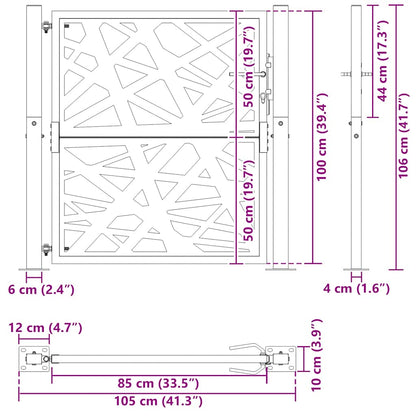 Gartentor Schwarz 105x106 cm Stahl Lichtdesign