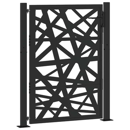 Gartentor Schwarz 105x130 cm Stahl Leichtes Design