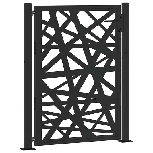 Gartentor Schwarz 105x130 cm Stahl Leichtes Design