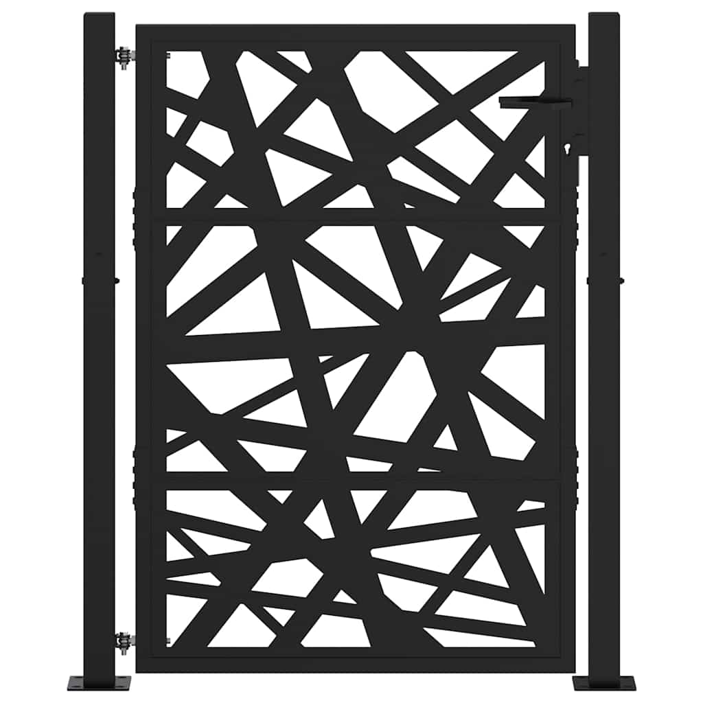 Gartentor Schwarz 105x130 cm Stahl Leichtes Design
