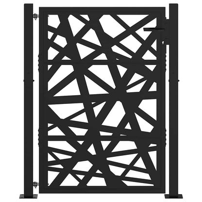 Gartentor Schwarz 105x130 cm Stahl Leichtes Design