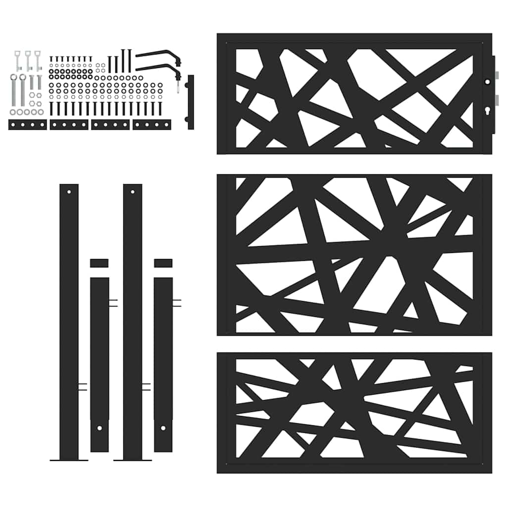 Gartentor Schwarz 105x130 cm Stahl Leichtes Design