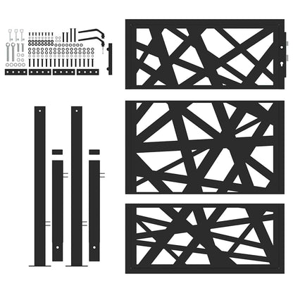 Gartentor Schwarz 105x130 cm Stahl Leichtes Design