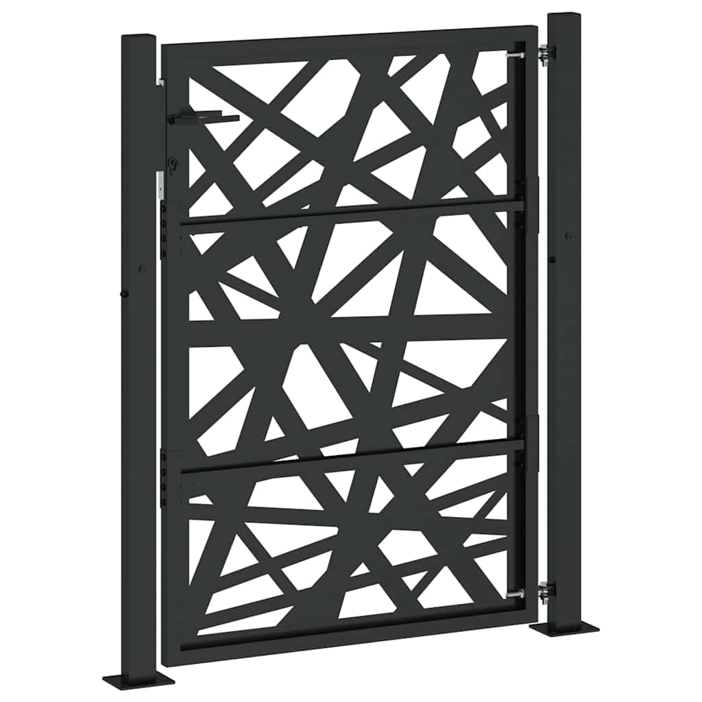 Gartentor Schwarz 105x130 cm Stahl Leichtes Design