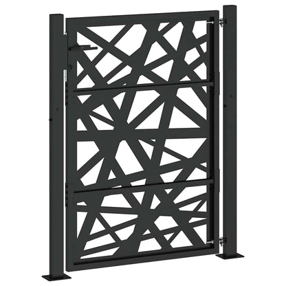 Gartentor Schwarz 105x130 cm Stahl Leichtes Design