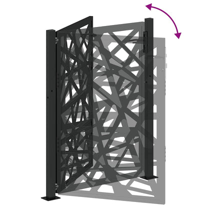 Gartentor Schwarz 105x130 cm Stahl Leichtes Design