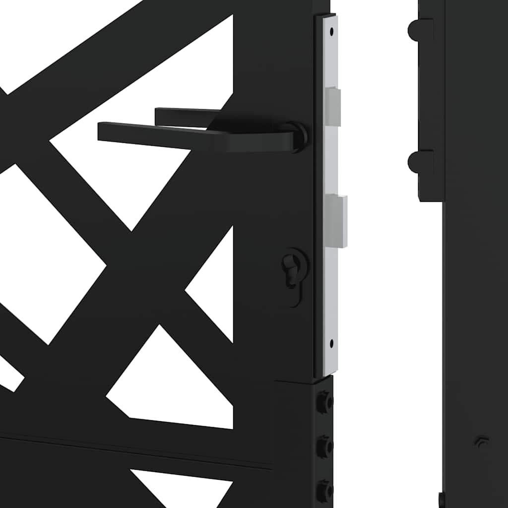Gartentor Schwarz 105x130 cm Stahl Leichtes Design