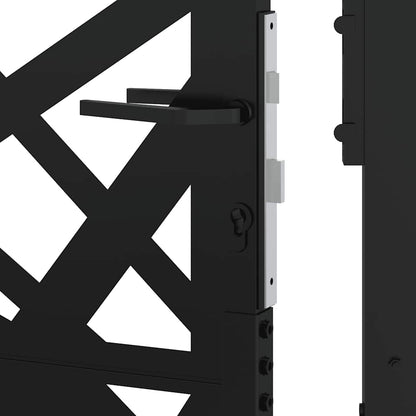 Gartentor Schwarz 105x130 cm Stahl Leichtes Design
