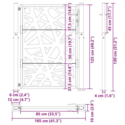 Gartentor Schwarz 105x130 cm Stahl Leichtes Design