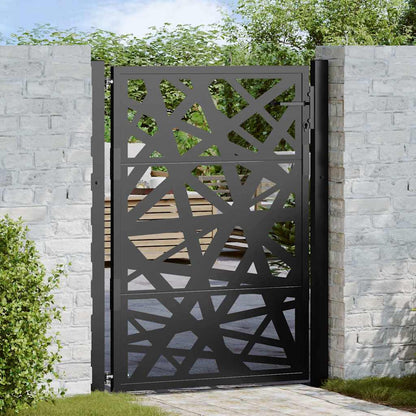 Gartentor Schwarz 105x130 cm Stahl Leichtes Design