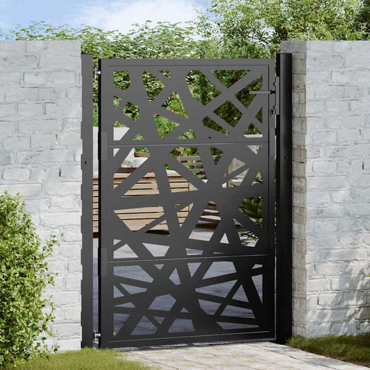 Gartentor Schwarz 105x130 cm Stahl Leichtes Design