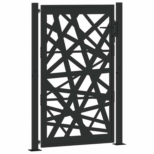 Gartentor Schwarz 105x155 cm Stahl Leichtes Design