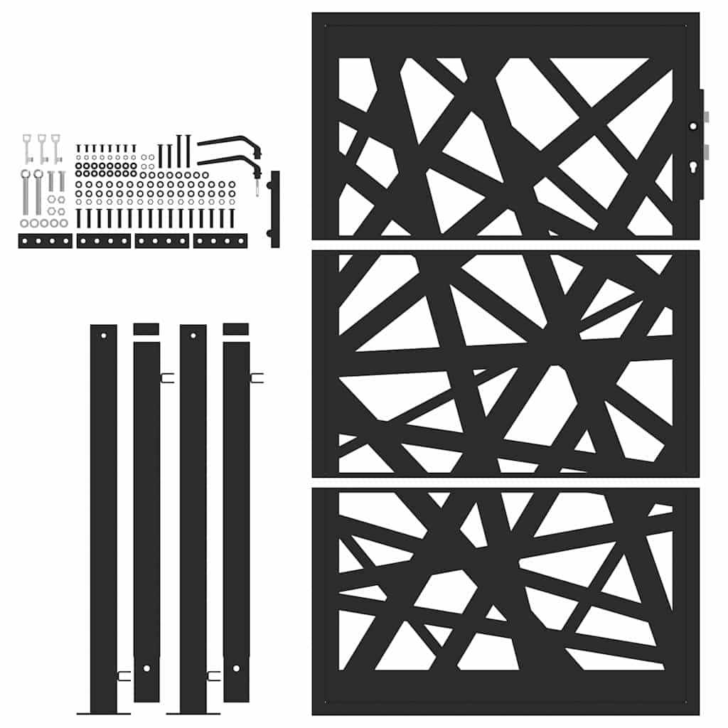 Gartentor Schwarz 105x155 cm Stahl Leichtes Design