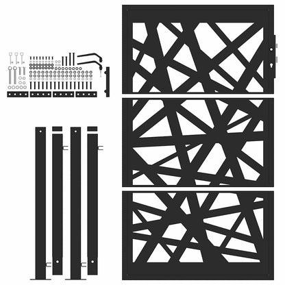 Gartentor Schwarz 105x155 cm Stahl Leichtes Design
