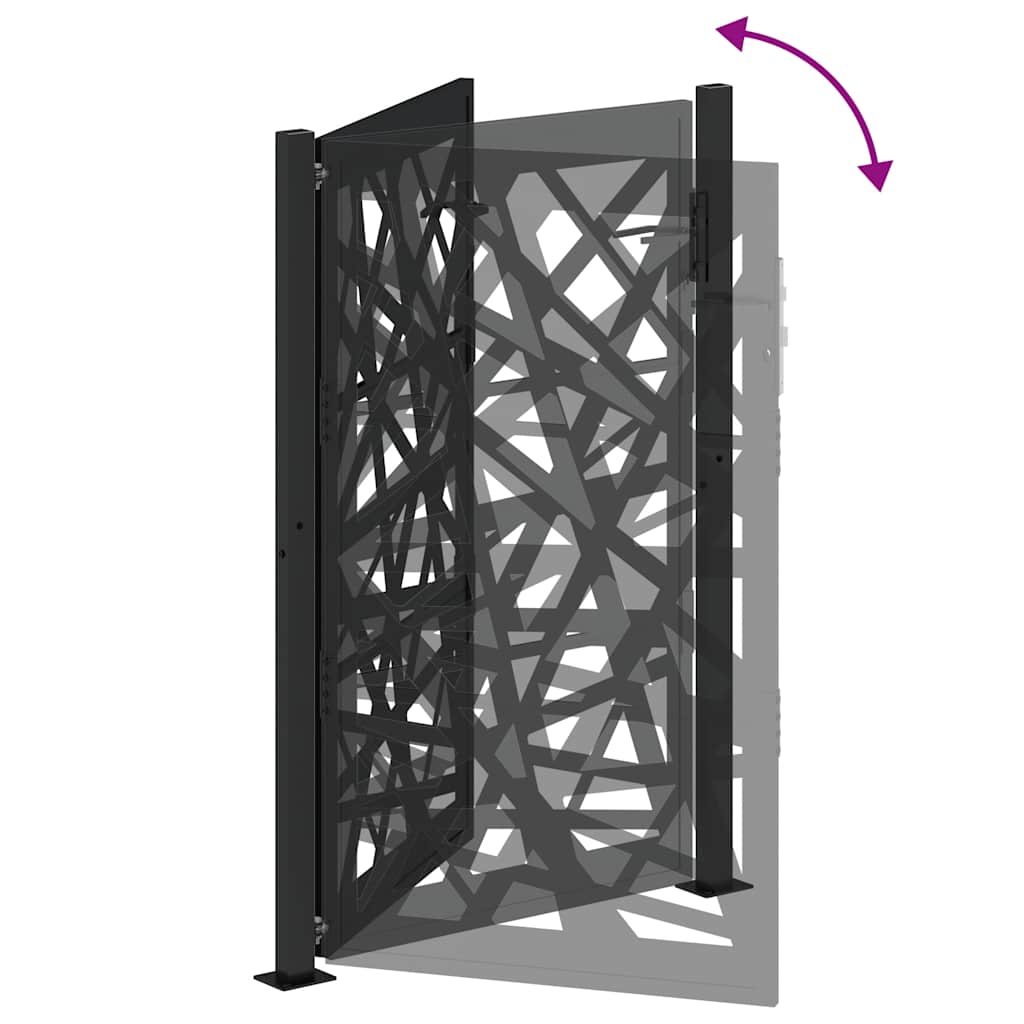 Gartentor Schwarz 105x155 cm Stahl Leichtes Design