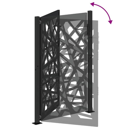 Gartentor Schwarz 105x155 cm Stahl Leichtes Design