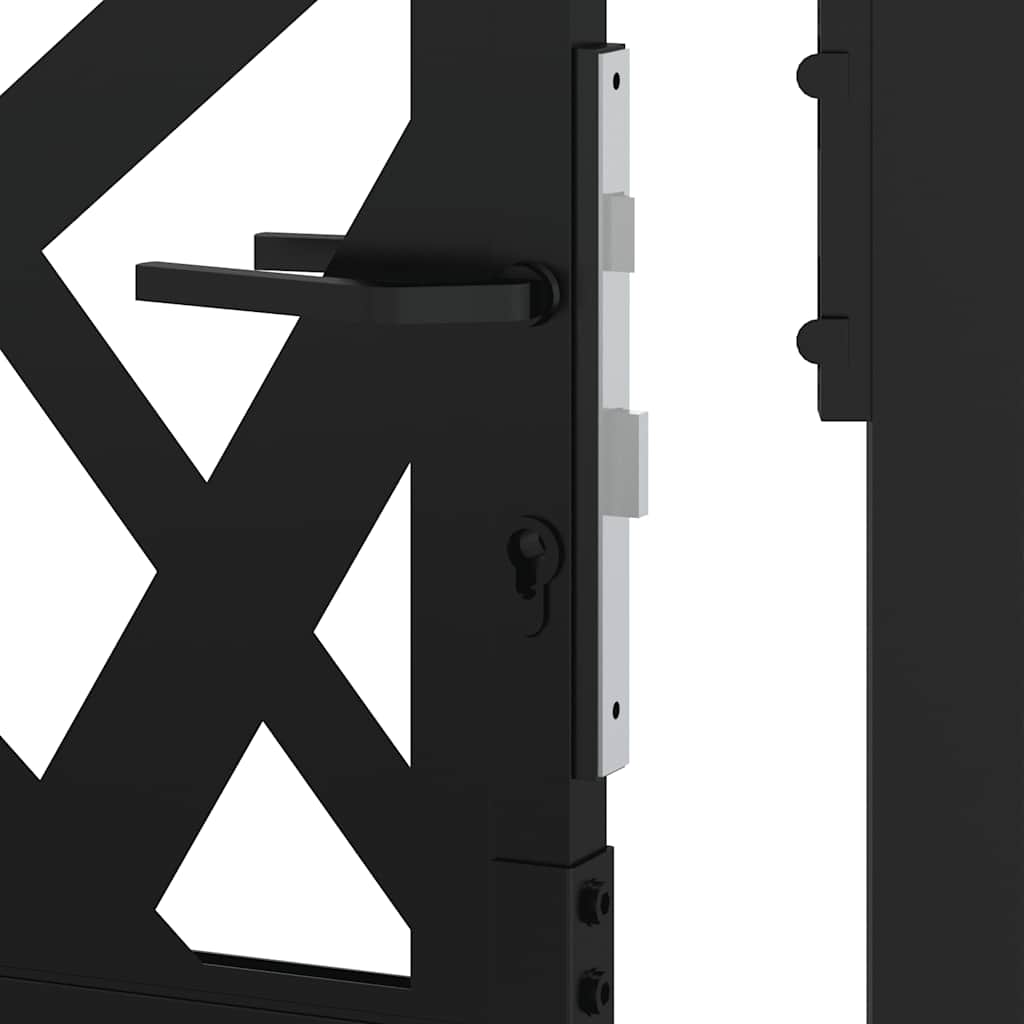 Gartentor Schwarz 105x155 cm Stahl Leichtes Design