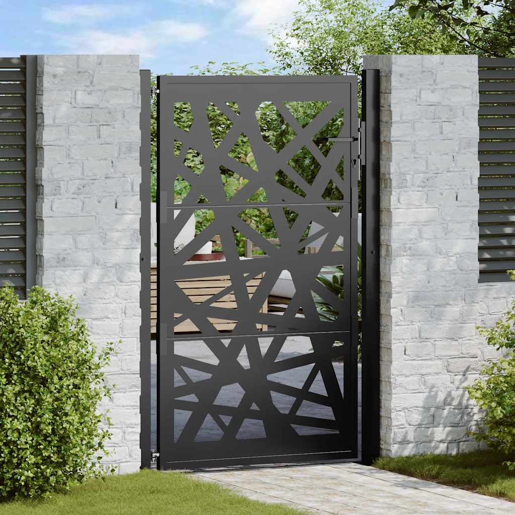 Gartentor Schwarz 105x155 cm Stahl Leichtes Design
