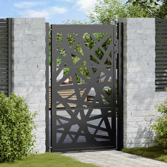 Gartentor Schwarz 105x155 cm Stahl Leichtes Design