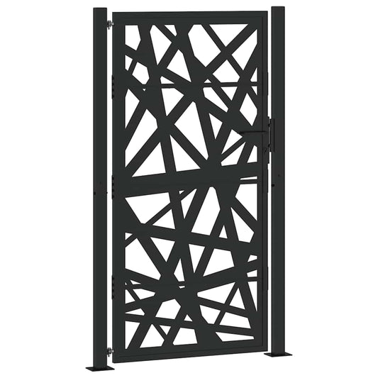 Gartentor Schwarz 105x180 cm Stahl Lichtdesign