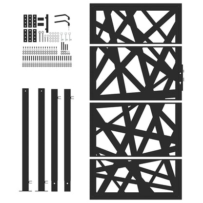 Gartentor Schwarz 105x180 cm Stahl Lichtdesign