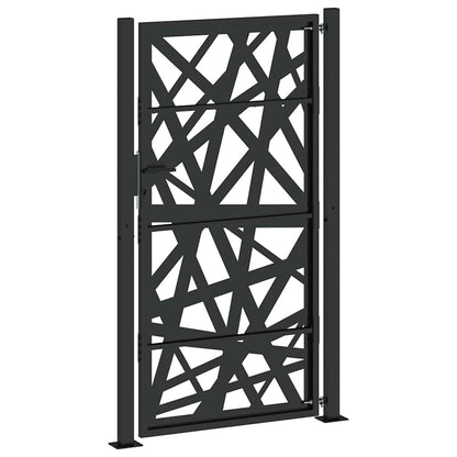 Gartentor Schwarz 105x180 cm Stahl Lichtdesign