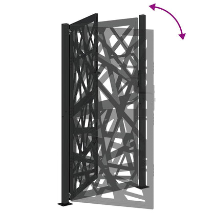 Gartentor Schwarz 105x180 cm Stahl Lichtdesign