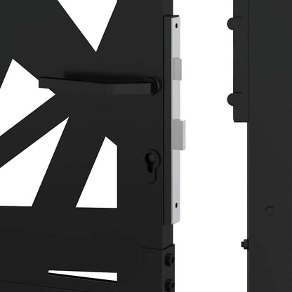 Gartentor Schwarz 105x180 cm Stahl Lichtdesign