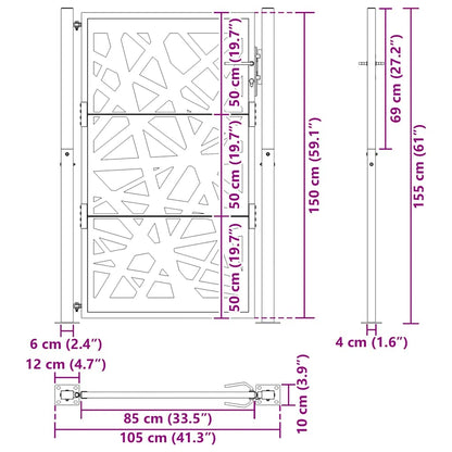 Gartentor 105x155 cm Wetterfester Stahl Lichtdesign