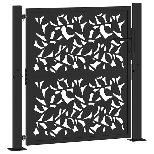 Gartentor Schwarz 105 x 106 cm Stahlblatt-Design