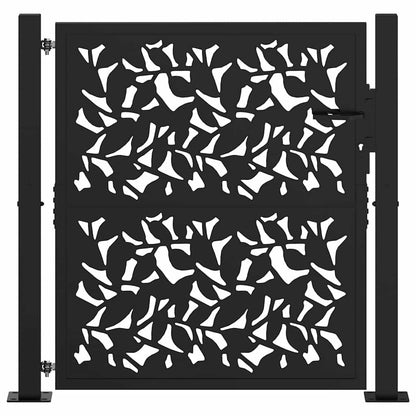Gartentor Schwarz 105 x 106 cm Stahlblatt-Design