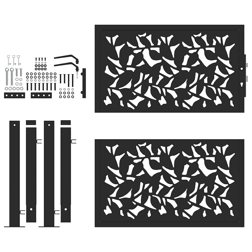 Gartentor Schwarz 105 x 106 cm Stahlblatt-Design