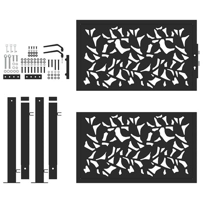 Gartentor Schwarz 105 x 106 cm Stahlblatt-Design