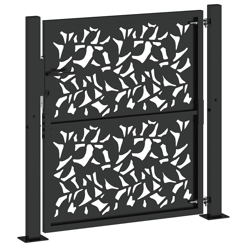 Gartentor Schwarz 105 x 106 cm Stahlblatt-Design