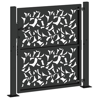 Gartentor Schwarz 105 x 106 cm Stahlblatt-Design