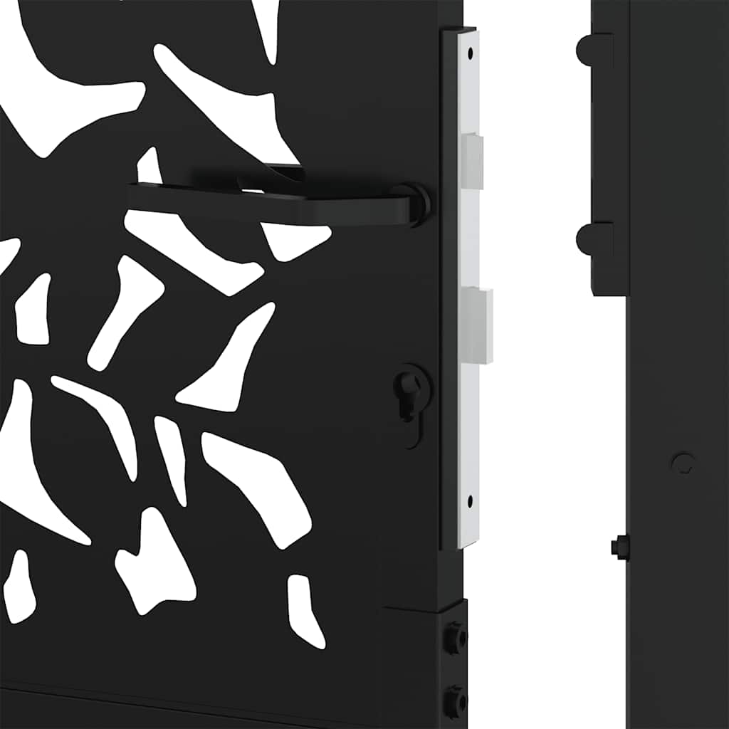 Gartentor Schwarz 105 x 106 cm Stahlblatt-Design