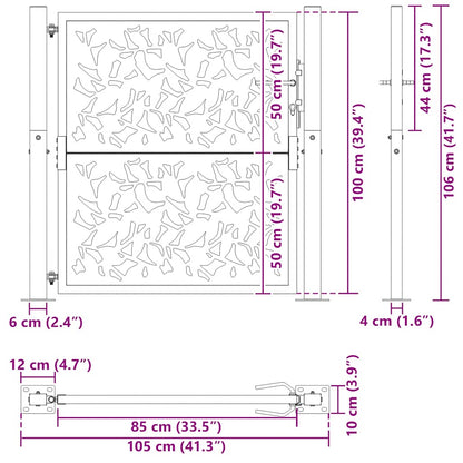 Gartentor Schwarz 105 x 106 cm Stahlblatt-Design