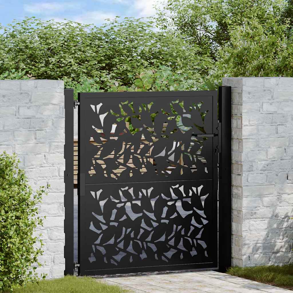Gartentor Schwarz 105 x 106 cm Stahlblatt-Design