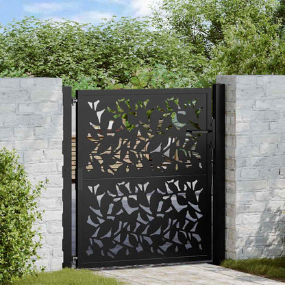 Gartentor Schwarz 105 x 106 cm Stahlblatt-Design