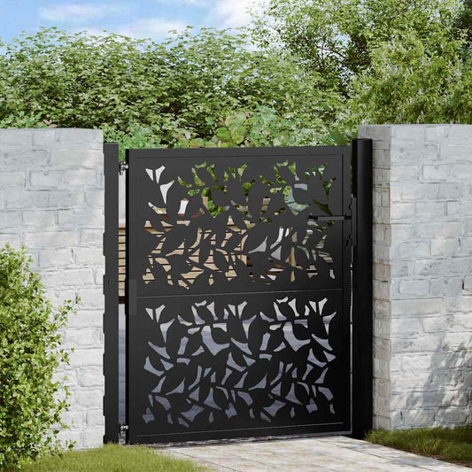 Gartentor Schwarz 105 x 106 cm Stahlblatt-Design